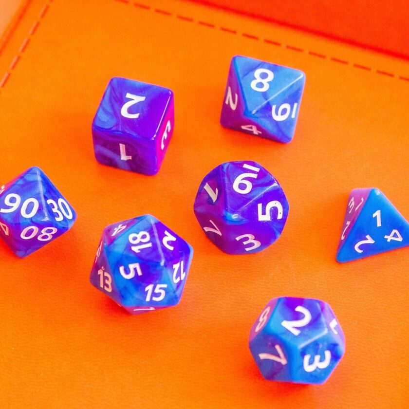 Tie Dye Blue and Purple Dice Set - Image 2