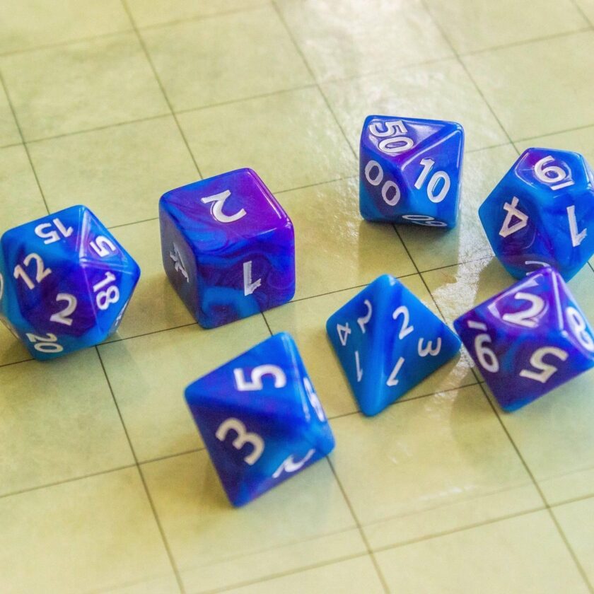 Tie Dye Blue and Purple Dice Set - Image 5