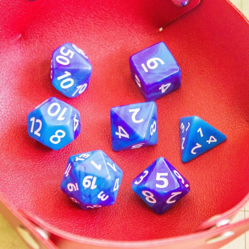 Tie Dye Blue and Purple Dice Set - Image 6