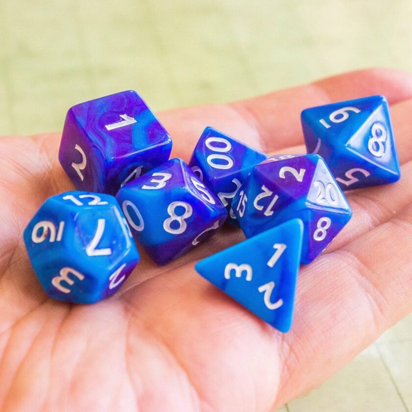 Tie Dye Blue and Purple Dice Set - Image 7