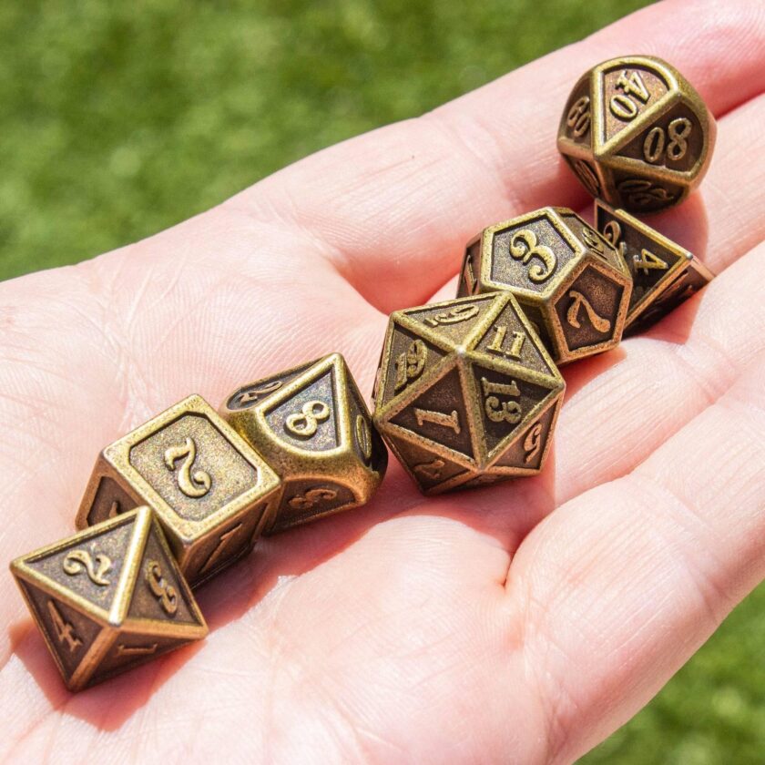 Brass Metal Metallic Dice Set - Image 2