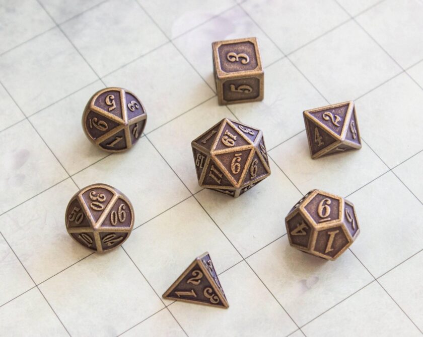 Brass Metal Metallic Dice Set - Image 3