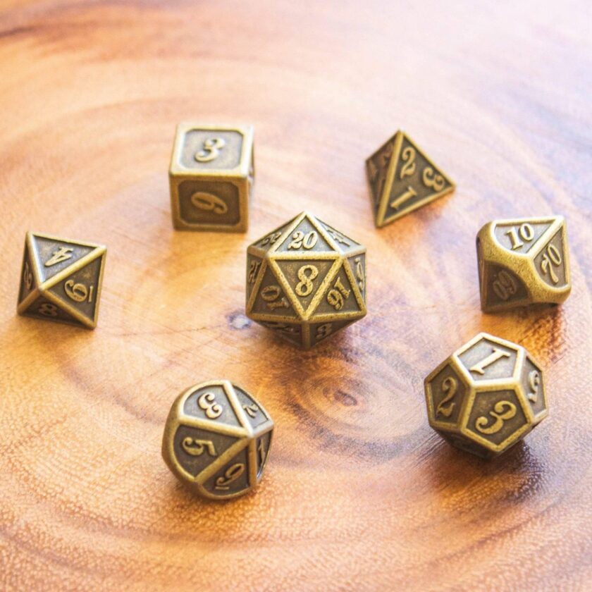 Brass Metal Metallic Dice Set