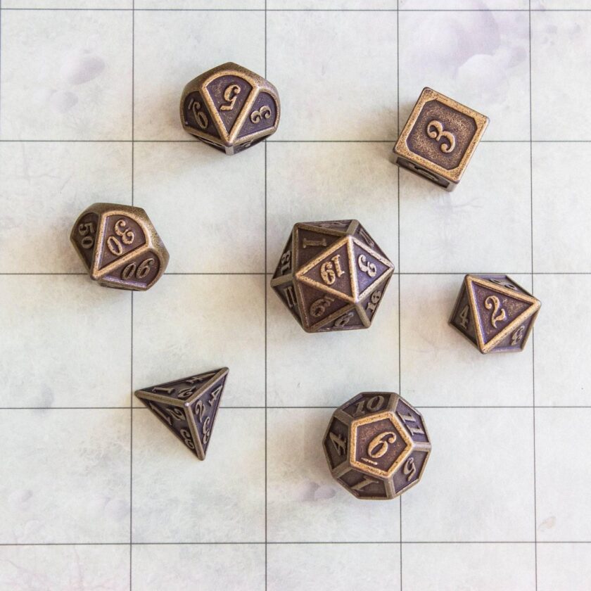 Brass Metal Metallic Dice Set - Image 4