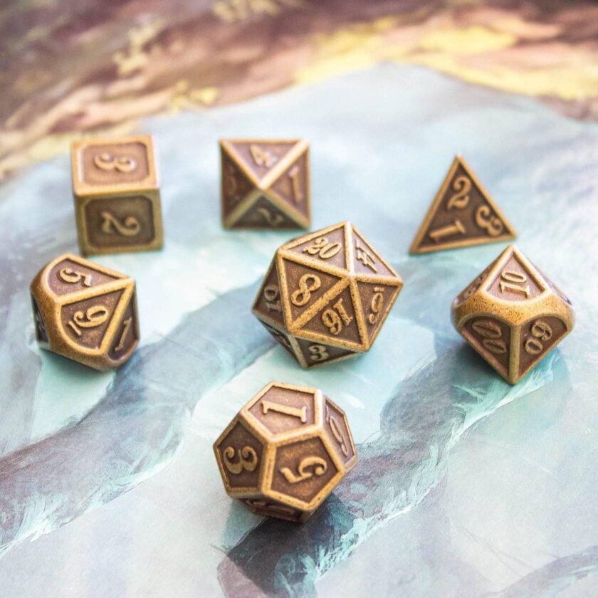 Brass Metal Metallic Dice Set - Image 5