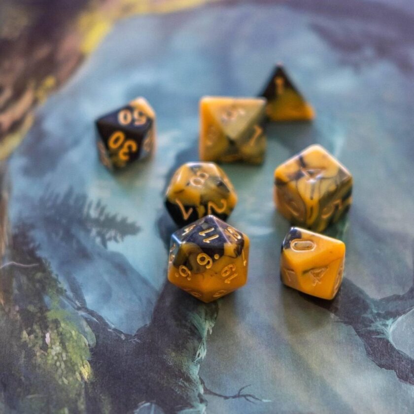 Two Tone Black and Yellow Dice Set