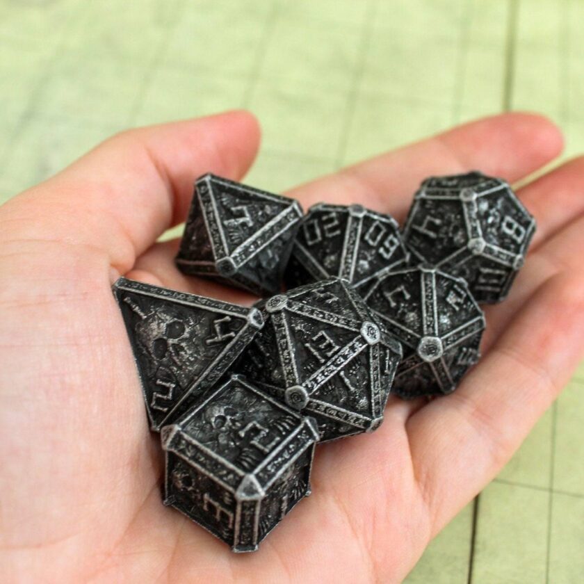 Chunky Black Crypt Metal Dice Set - Image 4