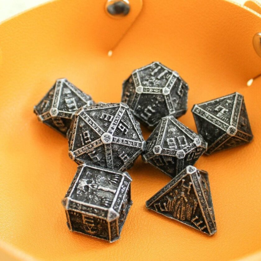 Chunky Black Crypt Metal Dice Set