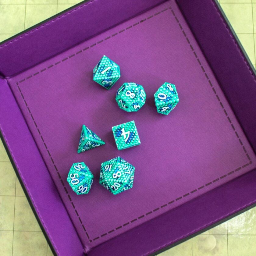 Aqua Dragon Scale Metal Dice Set - Image 3