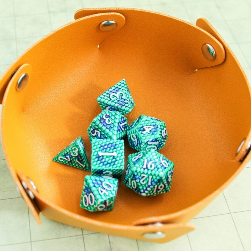 Aqua Dragon Scale Metal Dice Set