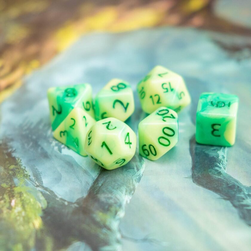 Green Swirl Dice Set