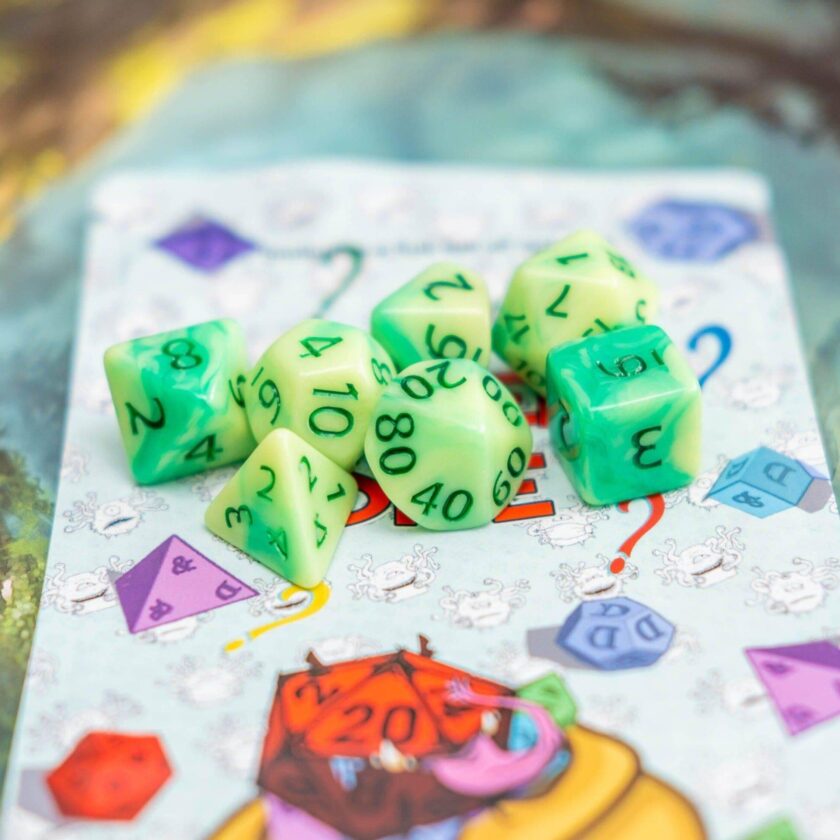 Green Swirl Dice Set - Image 2