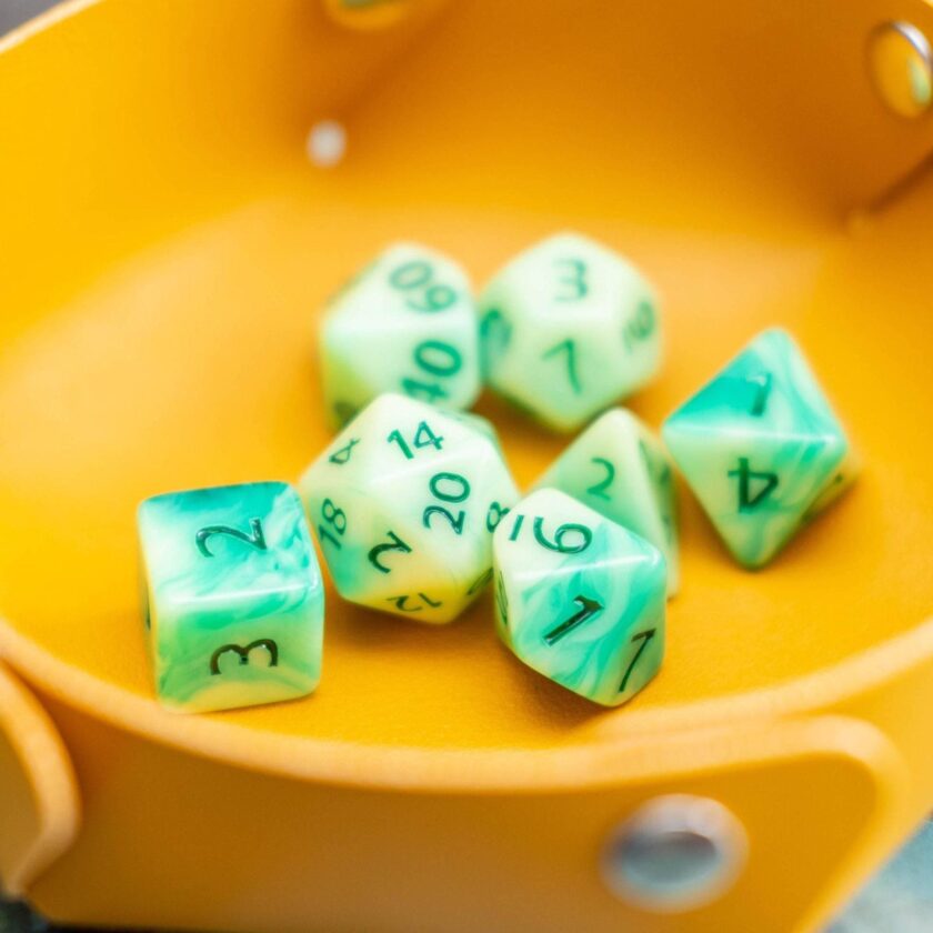 Green Swirl Dice Set - Image 3