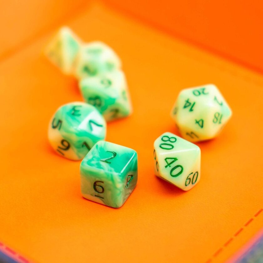 Green Swirl Dice Set - Image 4