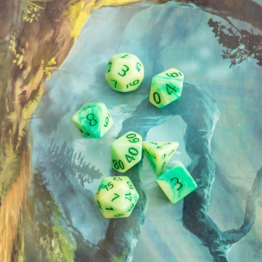 Green Swirl Dice Set - Image 5