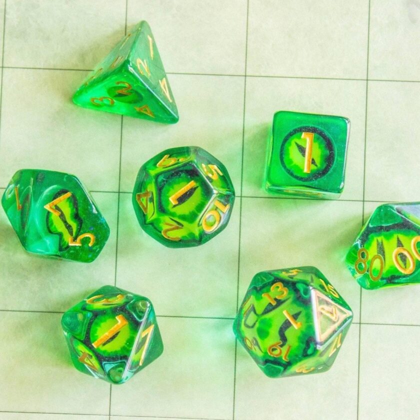 Green Snake Eyes Dice Set - Image 5