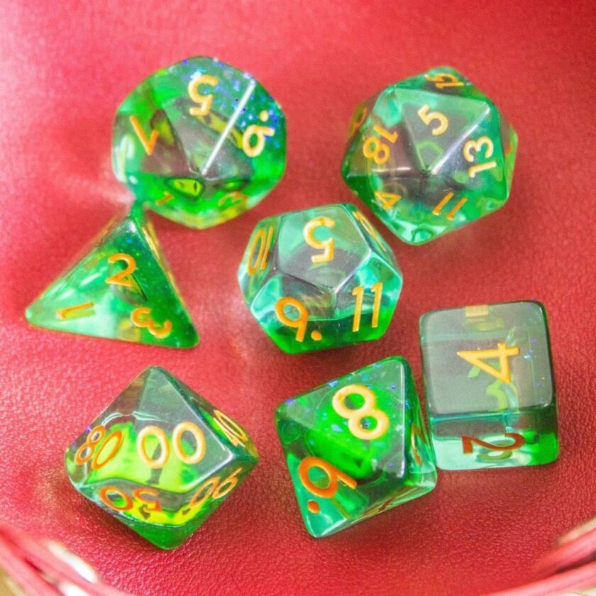 Green Snake Eyes Dice Set