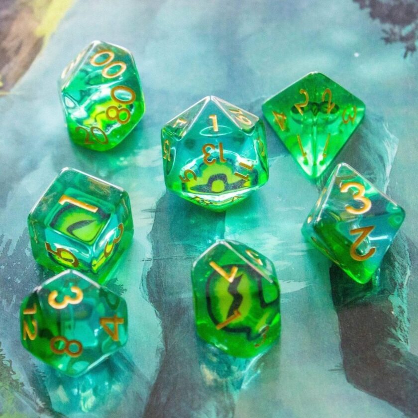 Green Snake Eyes Dice Set - Image 7