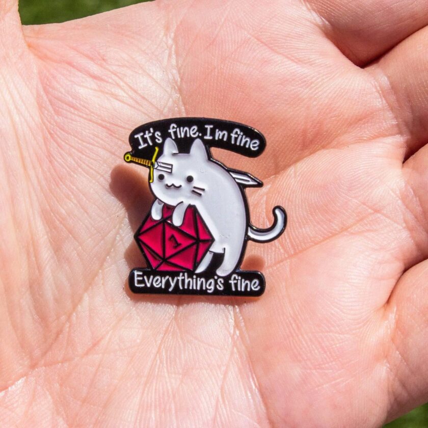 It's Fine I'm Fine Cat Pin - Image 4