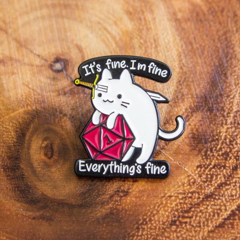 It's Fine I'm Fine Cat Pin - Image 5