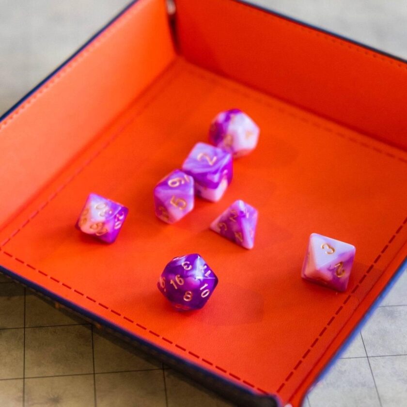 Two Tone Purple White Dice Set