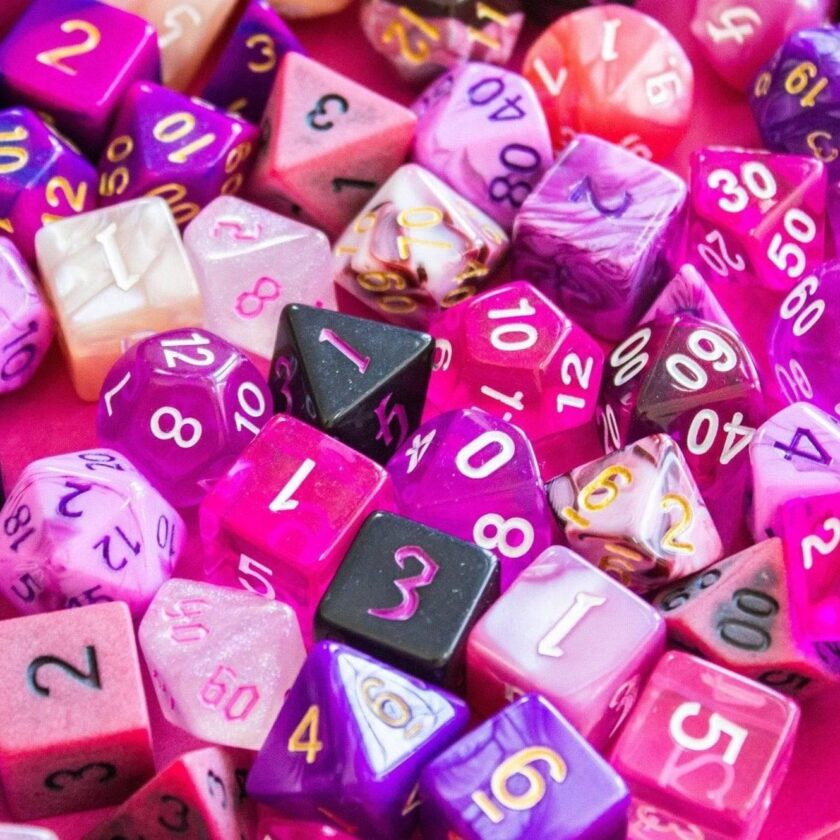 Pink and Purple Dice Set