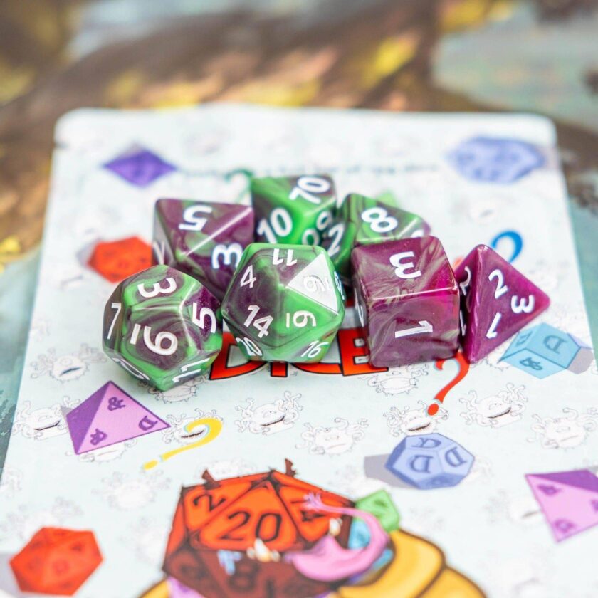 Tie Dye Green Purple Dice - Image 2