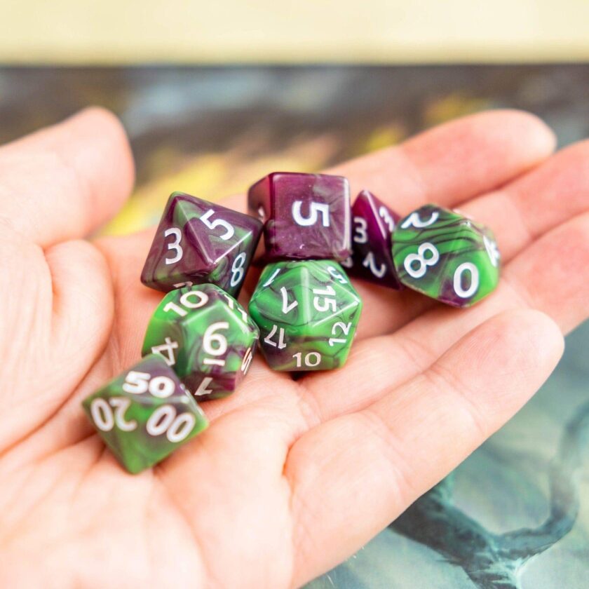 Tie Dye Green Purple Dice - Image 4