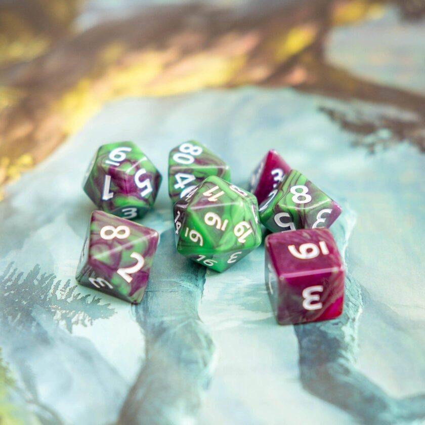 Tie Dye Green Purple Dice - Image 5