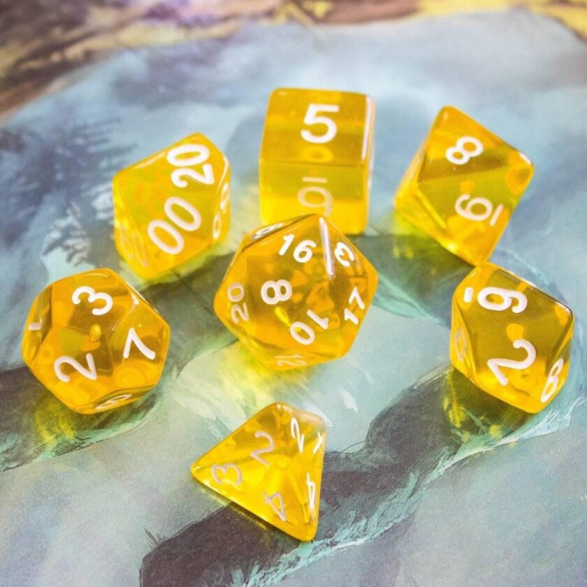 Transparent Yellow Dice Set - Image 2