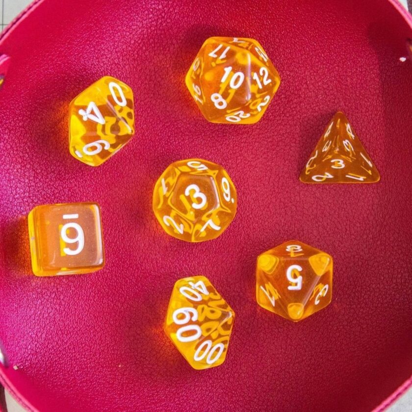 Transparent Yellow Dice Set