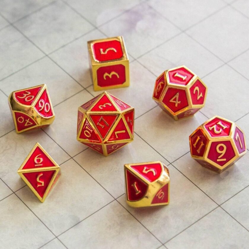 Red and Gold Metal Dice Set - Image 2