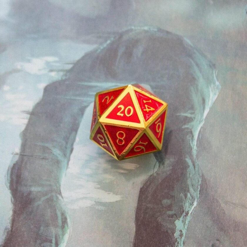 Red and Gold Metal Dice Set - Image 3