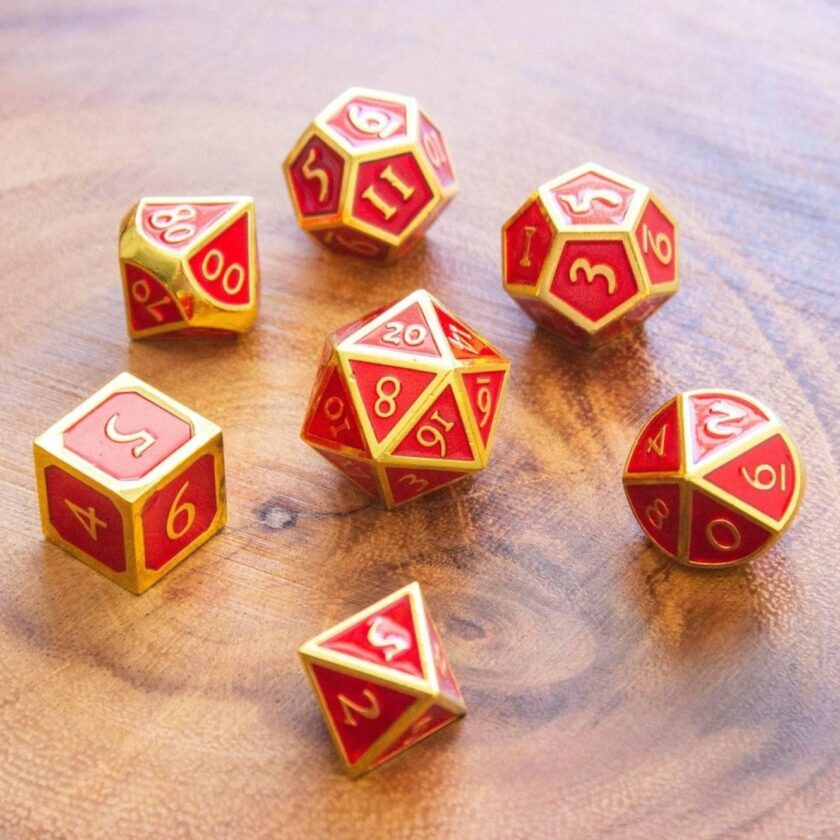 Red and Gold Metal Dice Set - Image 4