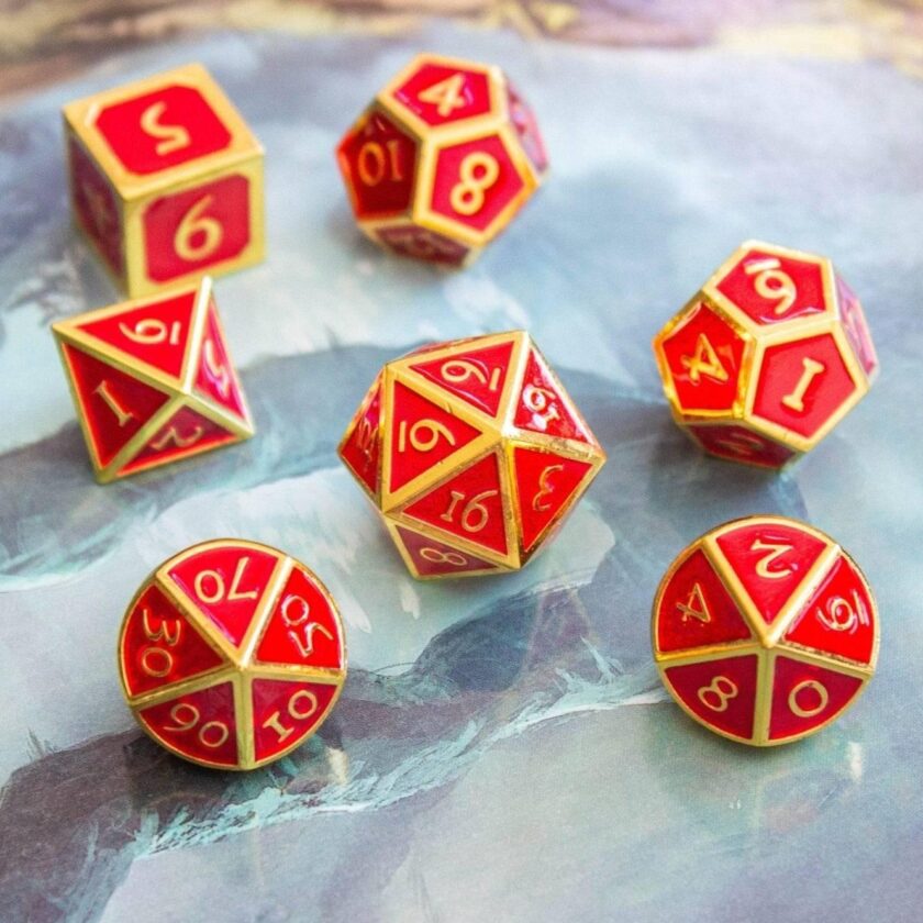 Red and Gold Metal Dice Set - Image 5