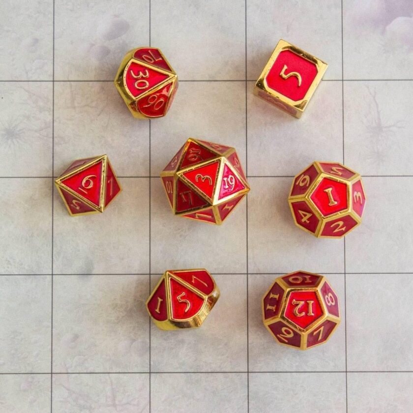 Red and Gold Metal Dice Set - Image 6