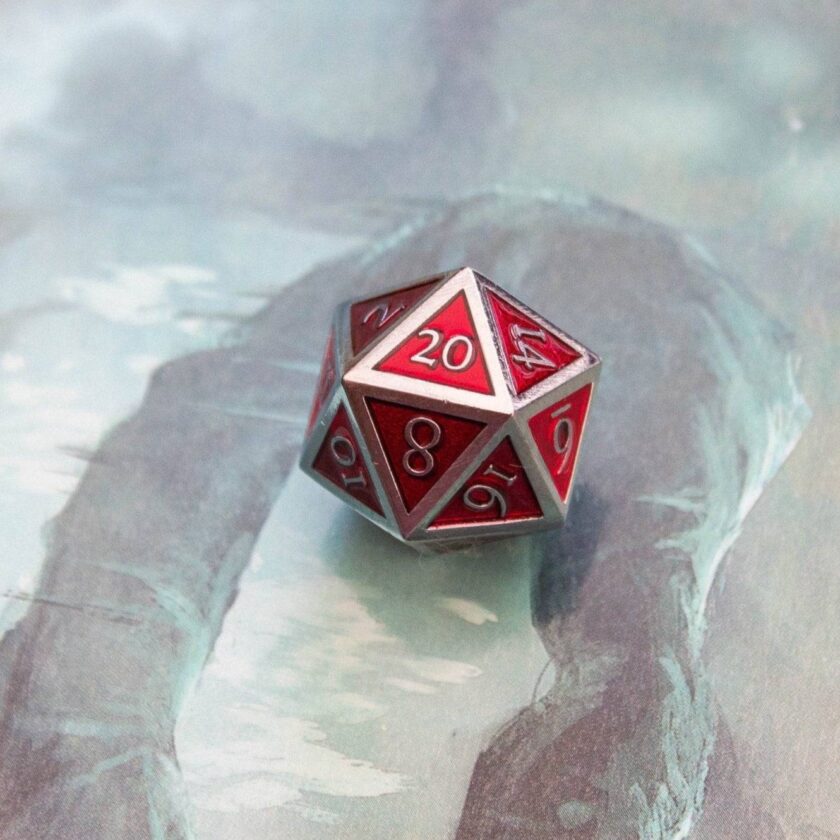 Red and Silver Metal Dice Set - Image 3