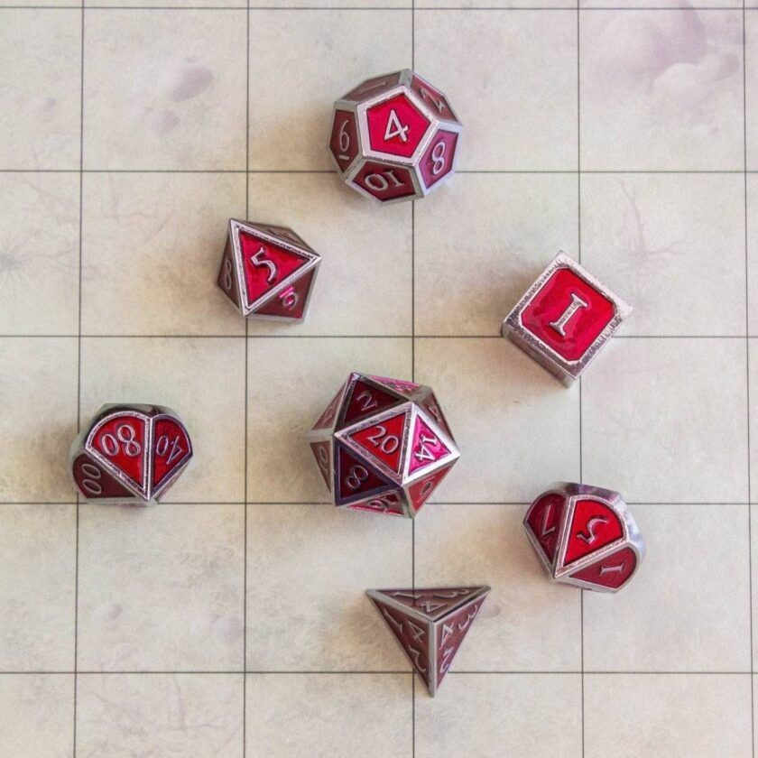 Red and Silver Metal Dice Set - Image 4