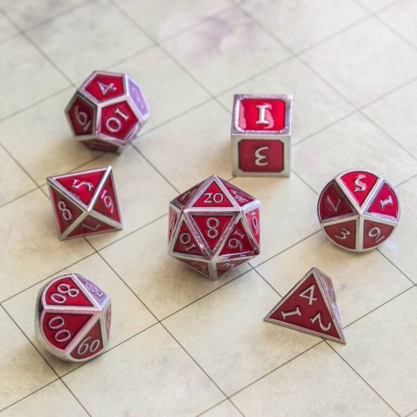 Red and Silver Metal Dice Set - Image 5