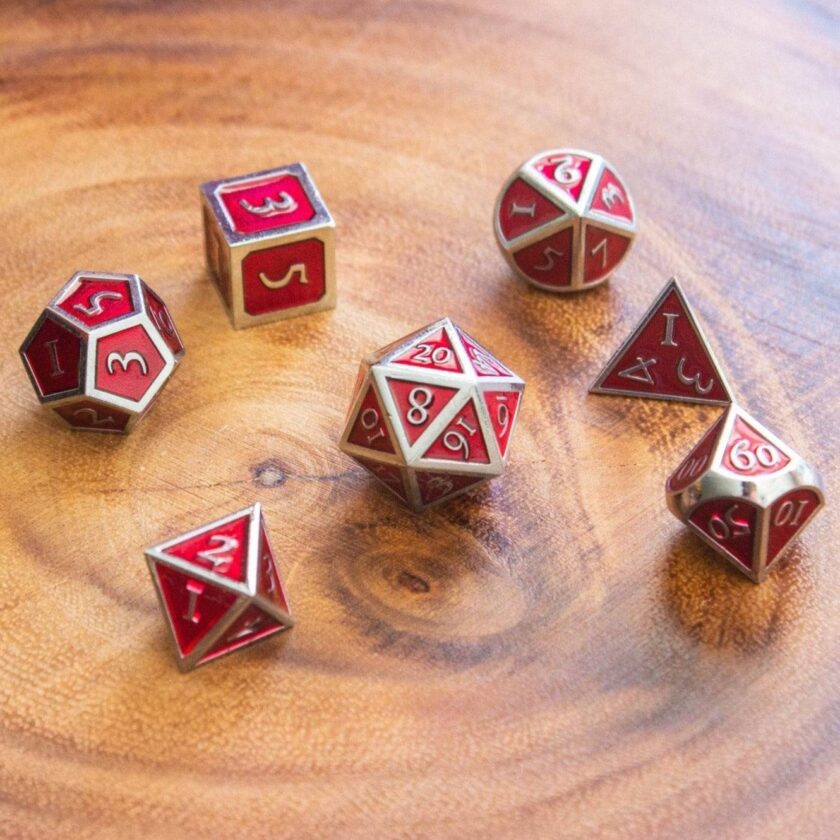 Red and Silver Metal Dice Set - Image 6