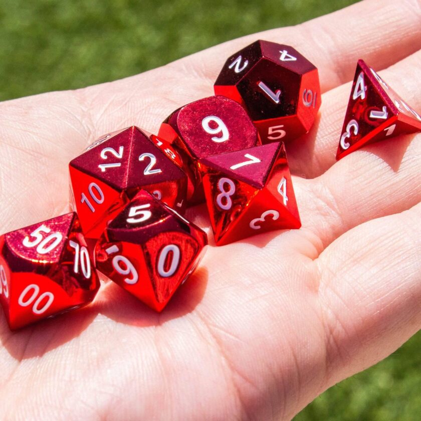 Red Metal Dice Set