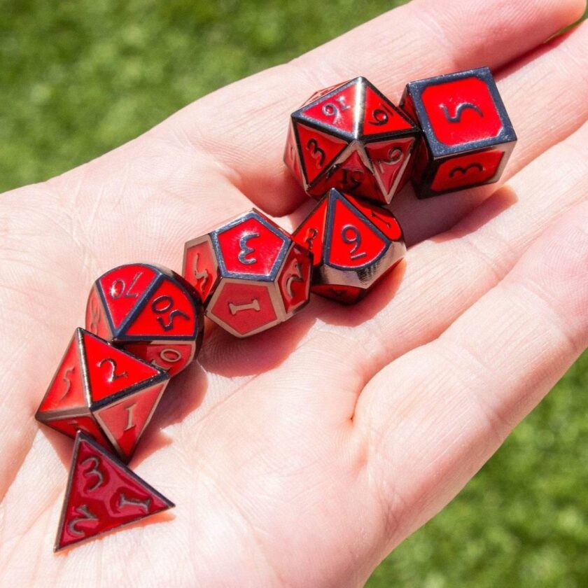 Red with Black outline Metal Dice Set - Image 2