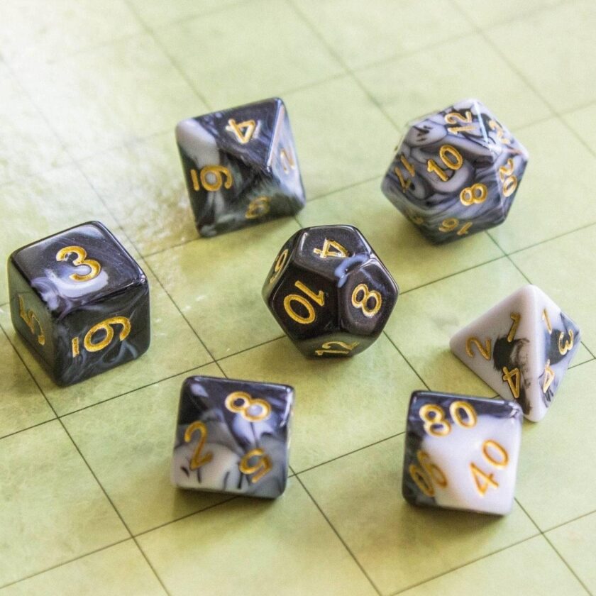 Two Tone Black White Dice Set - Image 2