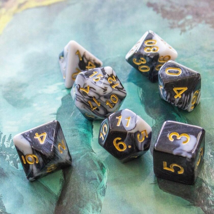 Two Tone Black White Dice Set - Image 4