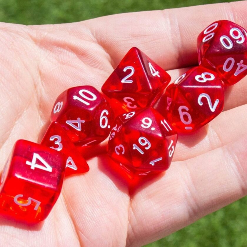 Transparent Red Dice Set