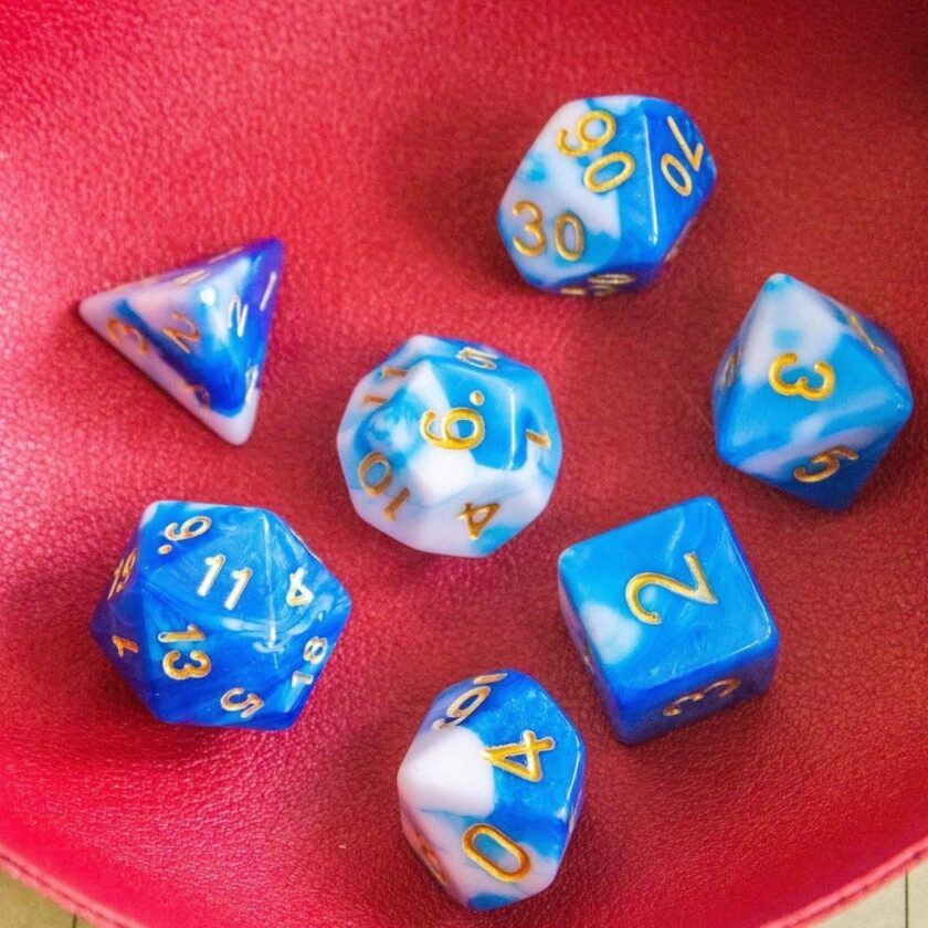 Two Tone Blue and White Dice Set