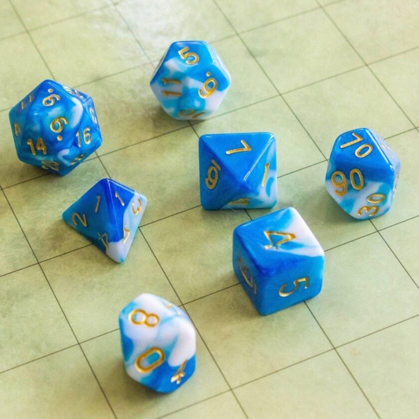 Two Tone Blue and White Dice Set - Image 2