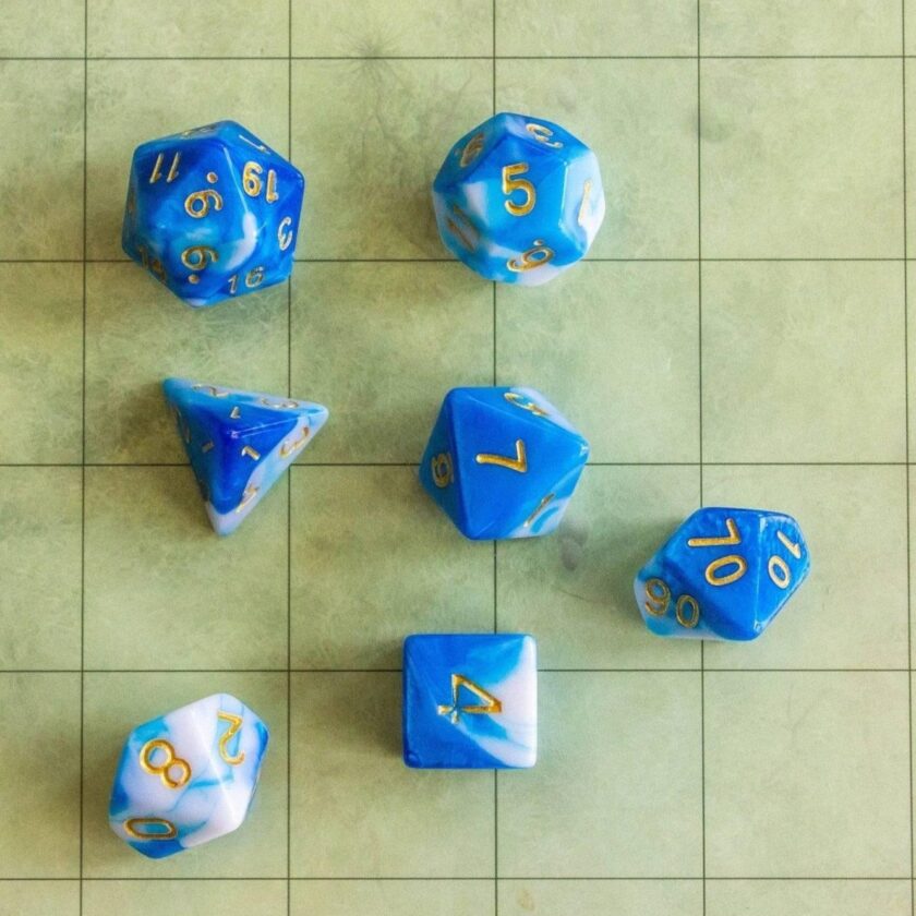 Two Tone Blue and White Dice Set - Image 3