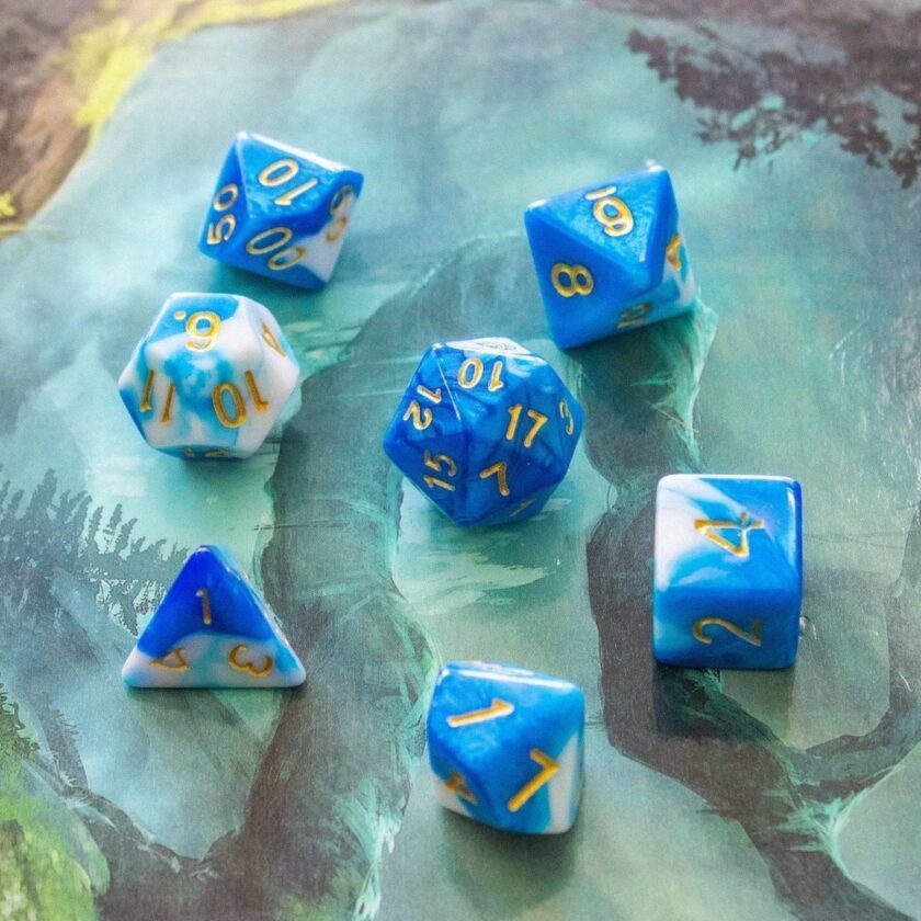 Two Tone Blue and White Dice Set - Image 5