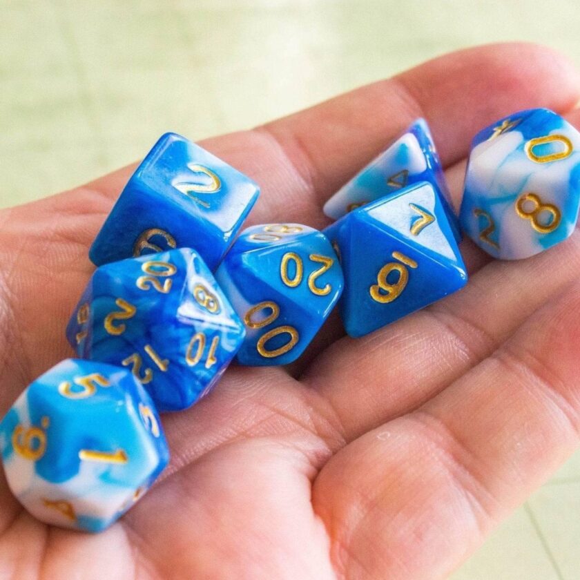 Two Tone Blue and White Dice Set - Image 6